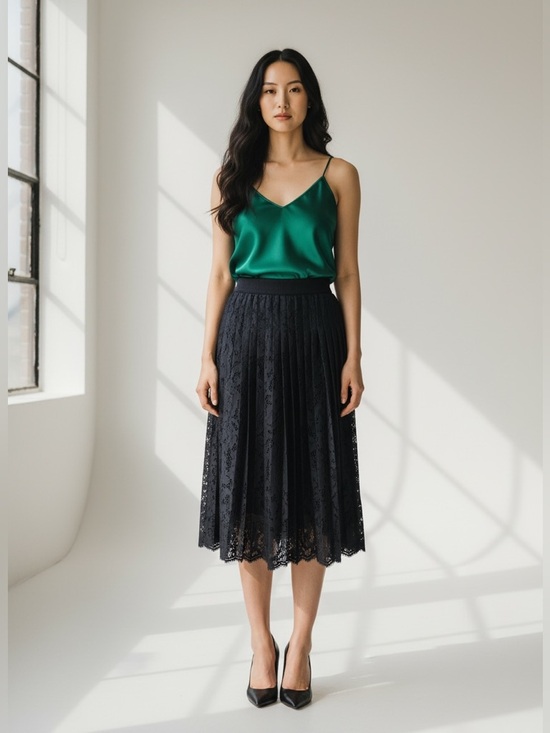 Ann Taylor Dresses & Skirts - Ann Taylor Black Lace Pleated A-Line Skirt